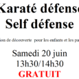 Samedi 20 juin, nous vous proposons un cours découverte de “SELF-DEFENSE”, dispensé par un moniteur diplômé d’état (ceinture noire 3ème dan). Il se déroulera dans la salle d’activités judo-danse…de 13h30 à […]