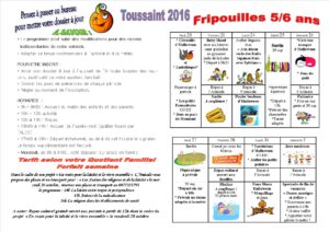 vacances de la Toussaint 2016 5 à 6 ans