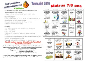 vacances de la Toussaint 2016 7 à 8 ans